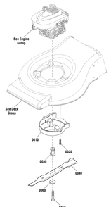Blade Group (881280) Diagram and Parts List for 881559 (MXU16550E-550E Series)(2012) Briggs and Stratton Lawn Mower